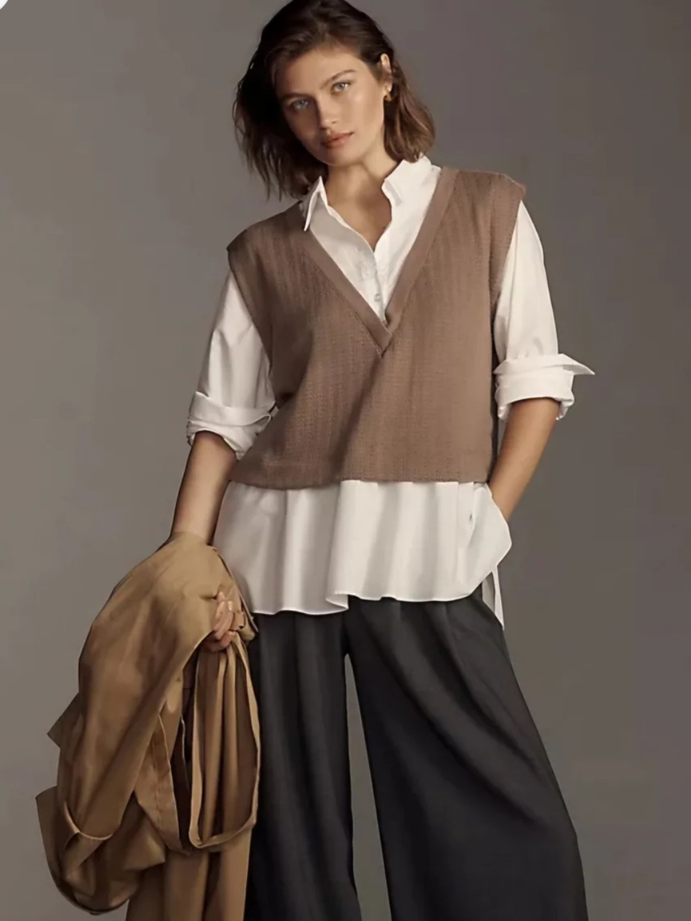 Anthropologie twofer vest/button down top